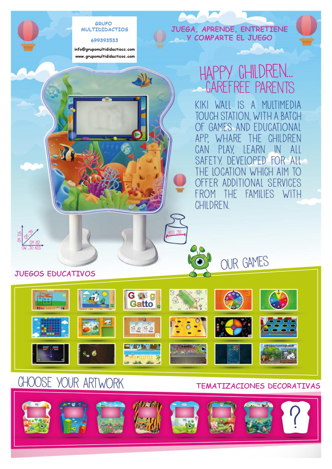 pantalla interactiva con juegos