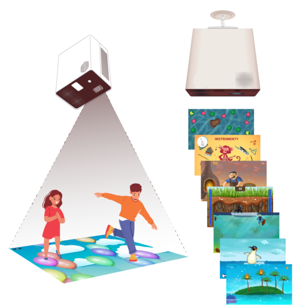Niños jugando sobre el suelo interactivo Funtronic
